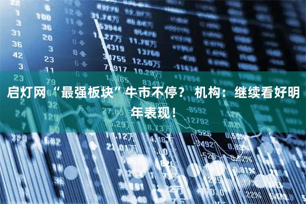启灯网 “最强板块”牛市不停？ 机构：继续看好明年表现！